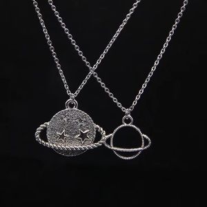 Silver Saturn necklace
